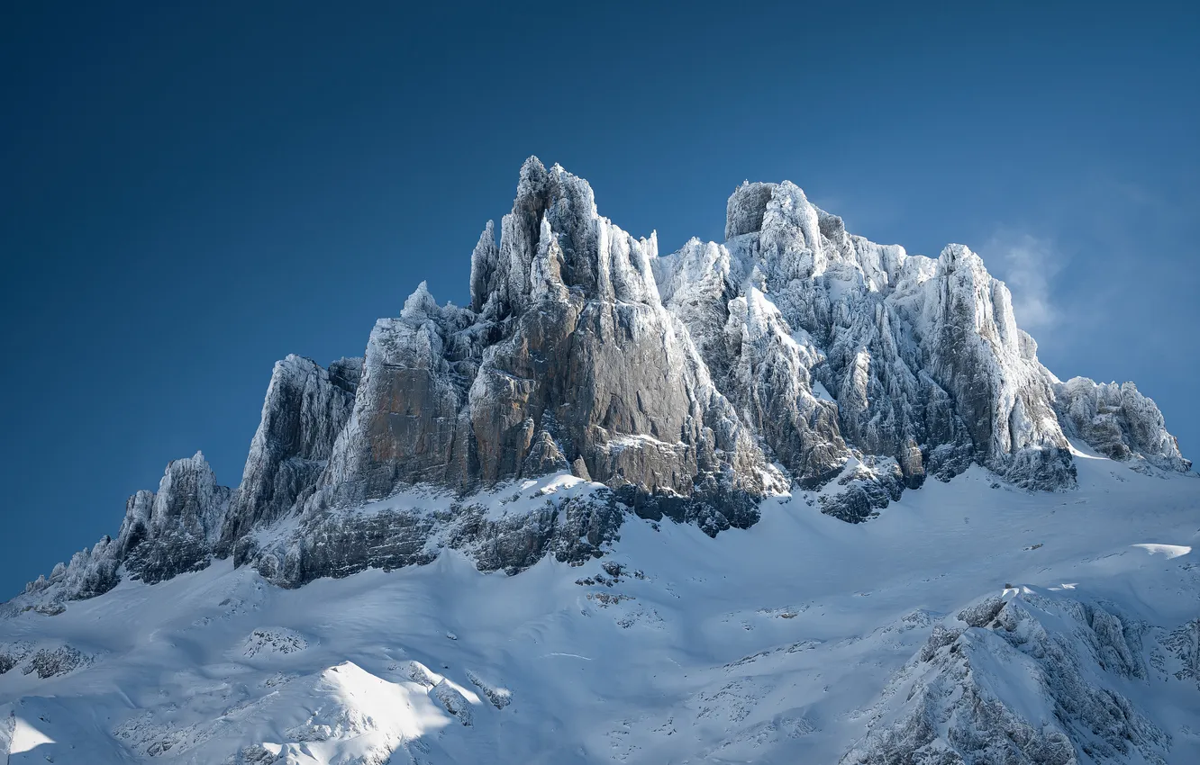 Photo wallpaper winter, snow, landscape, mountains