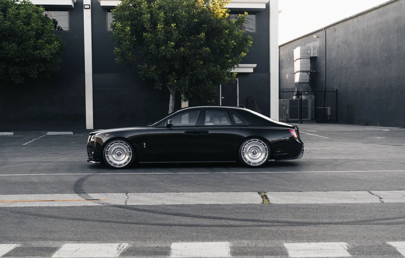 Photo wallpaper Rolls Royce, Ghost, black, Side, SEMA, Urban Automotive