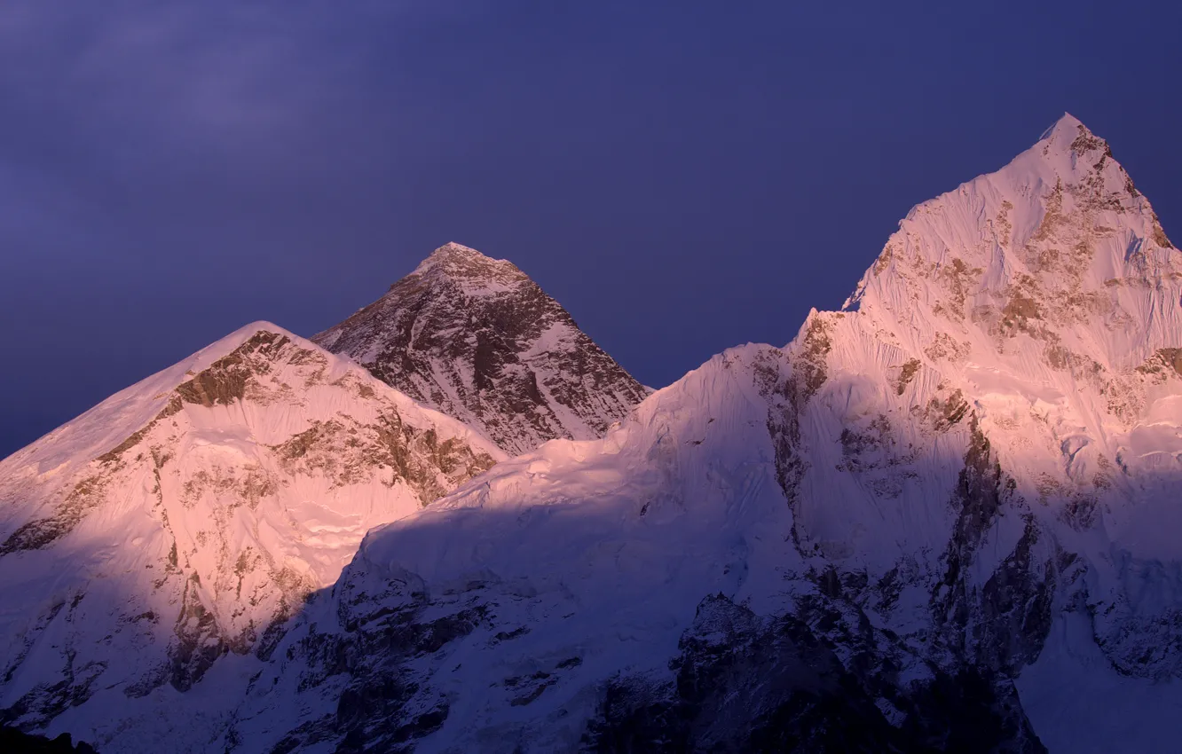 Photo wallpaper winter, the sky, snow, mountains, nature, rocks, twilight, Chomolungma