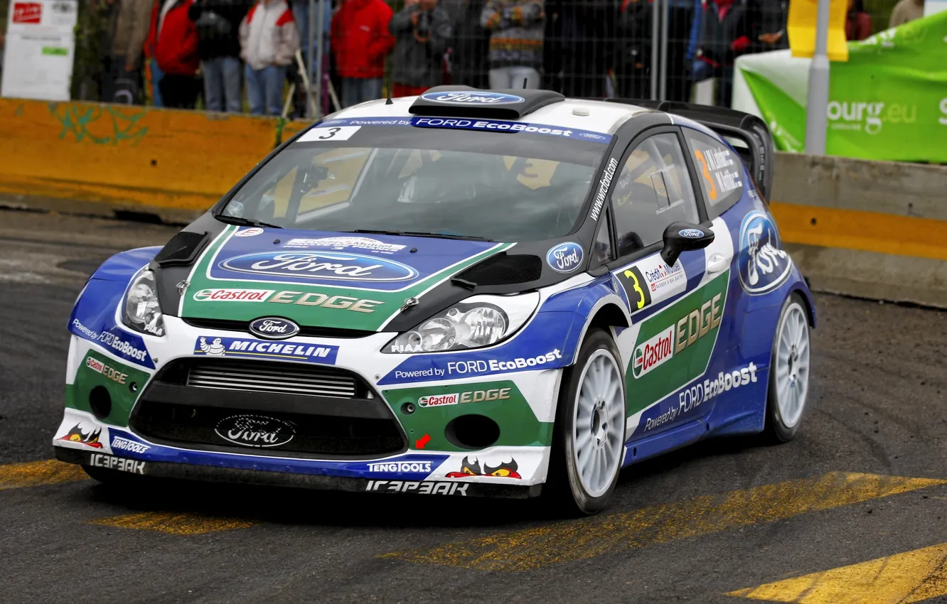 Photo wallpaper machine, sport, lights, Ford, The hood, WRC, the front, Rally