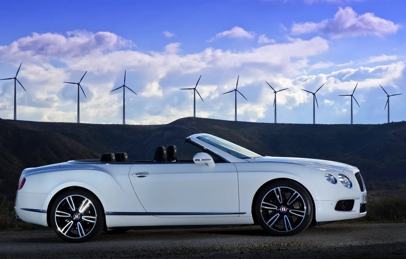 Photo wallpaper Auto, Bentley, Continental, White, Wheel, Bentley, GTC, Side view