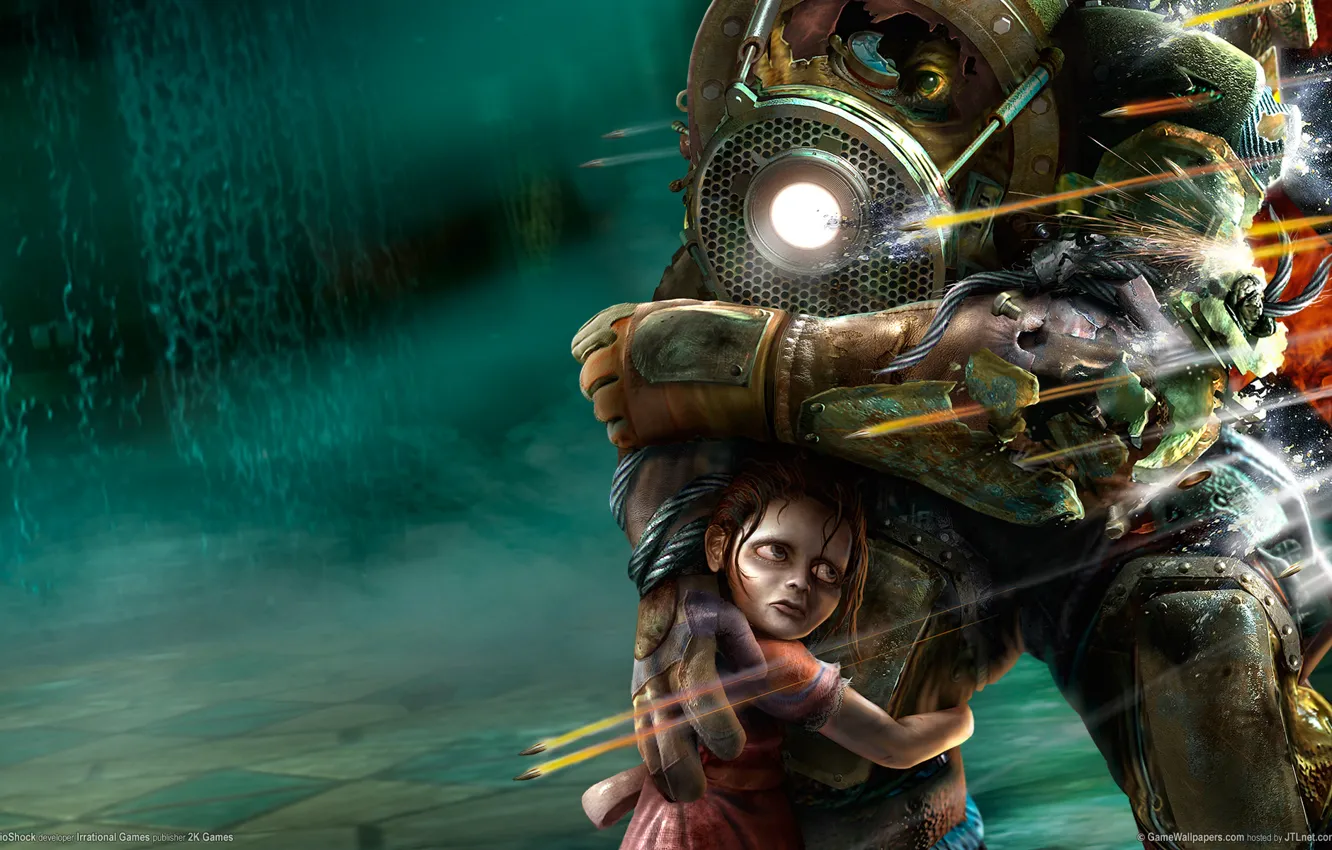 Photo wallpaper protection, shooting, bioshock, sister, big daddy