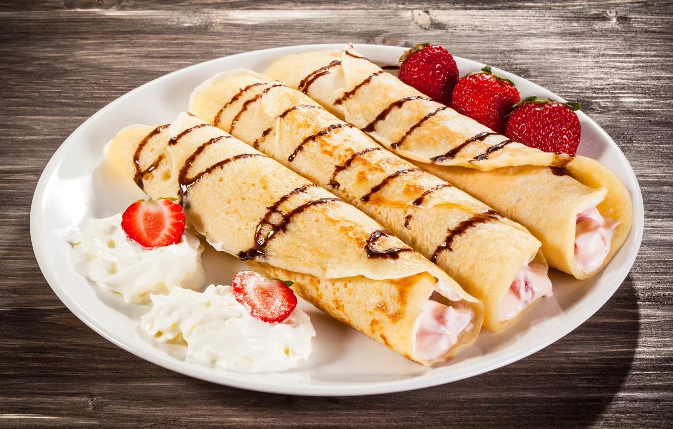 Photo wallpaper berries, strawberry, pancakes, delicious, cheese