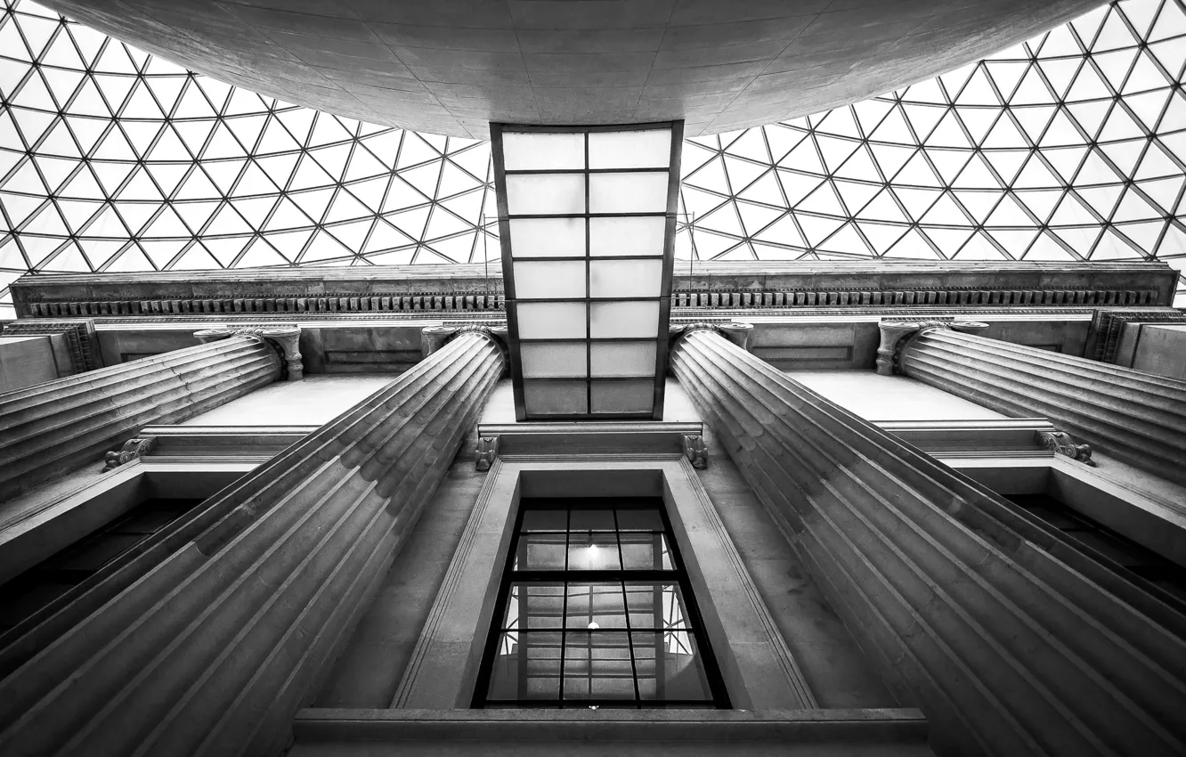 Photo wallpaper London, window, columns, architecture, British Museum