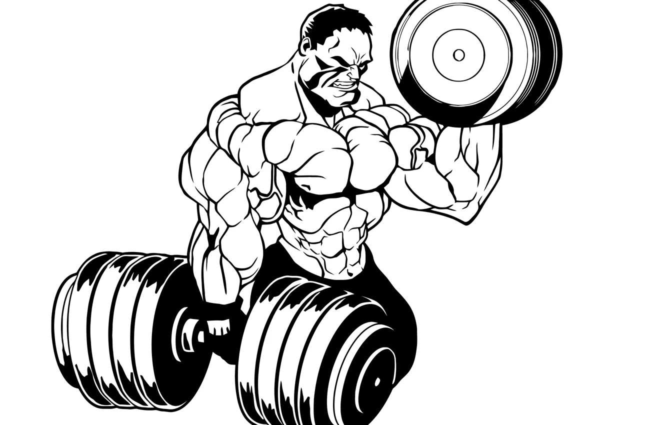 Photo wallpaper art, Muscle, white background, gloves, muscle, bodybuilding, press, dumbbells