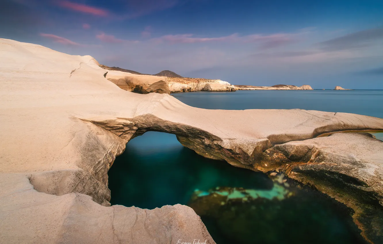 Photo wallpaper the sky, rocks, beauty, horizon, space, Evgeni Fabis, Milos Island