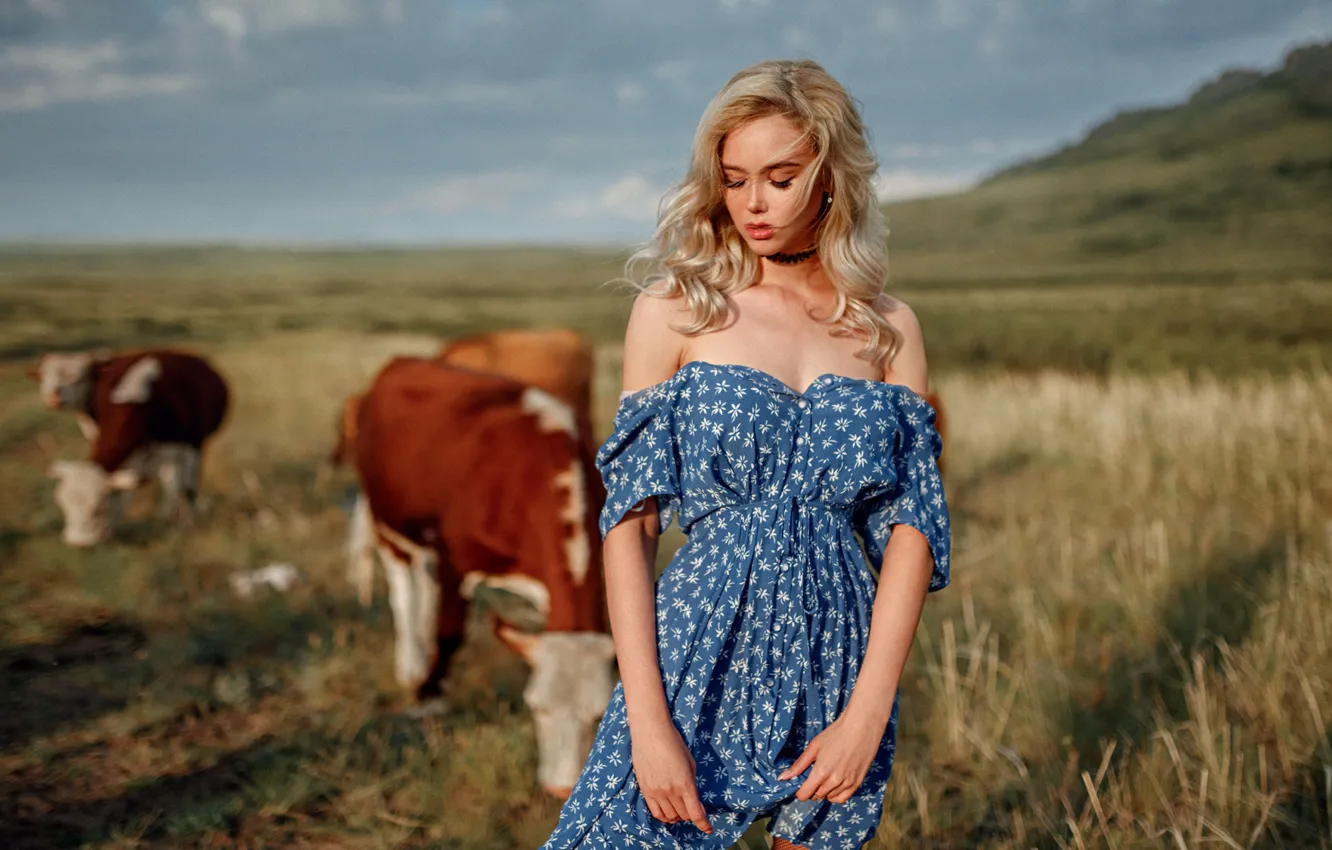 Photo wallpaper girl, blonde, beauty, dress, George Chernyadev, Georgy Chernyadyev, Tatiana Bartseva