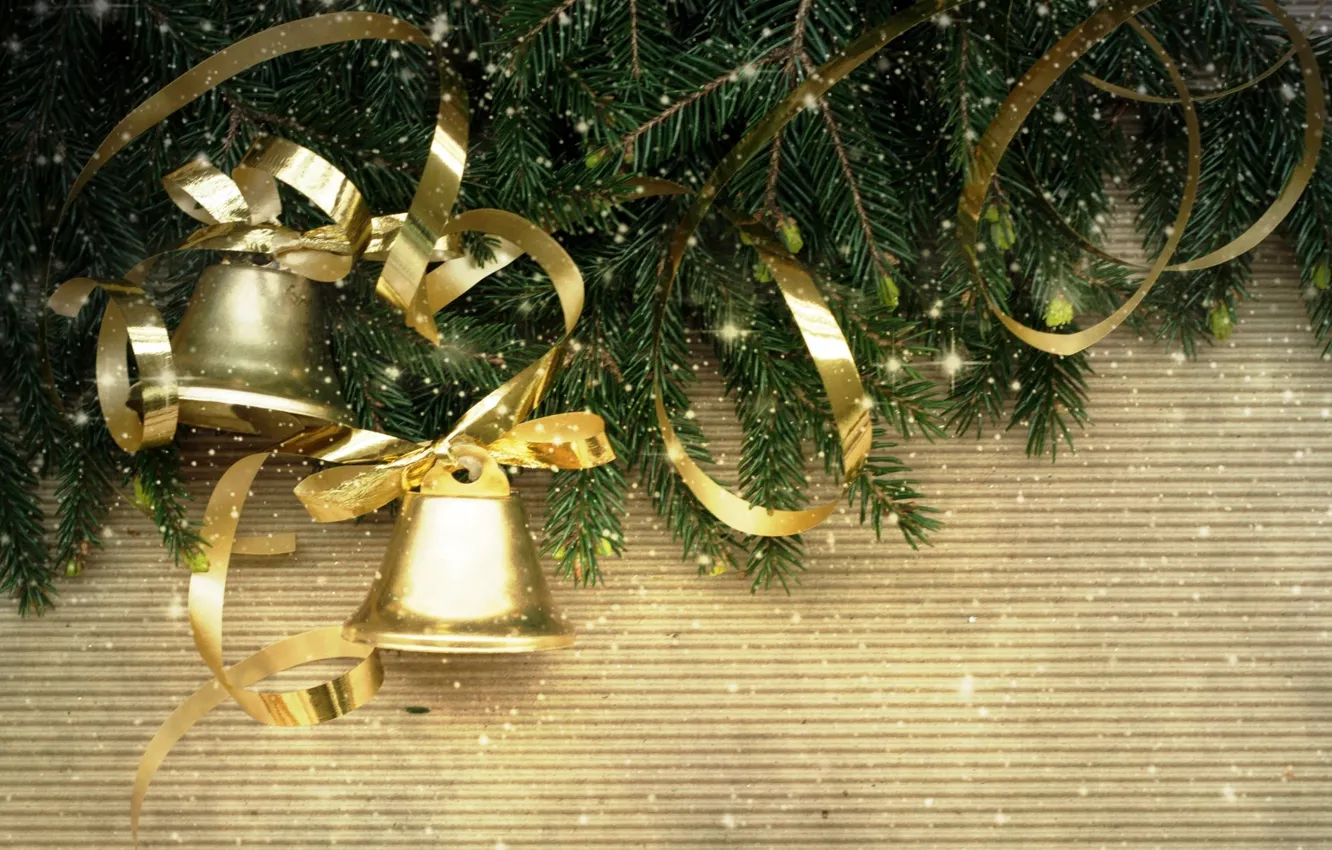 Photo wallpaper decoration, tree, bells, Christmas, decoration, xmas, Merry, Christmas. New Year