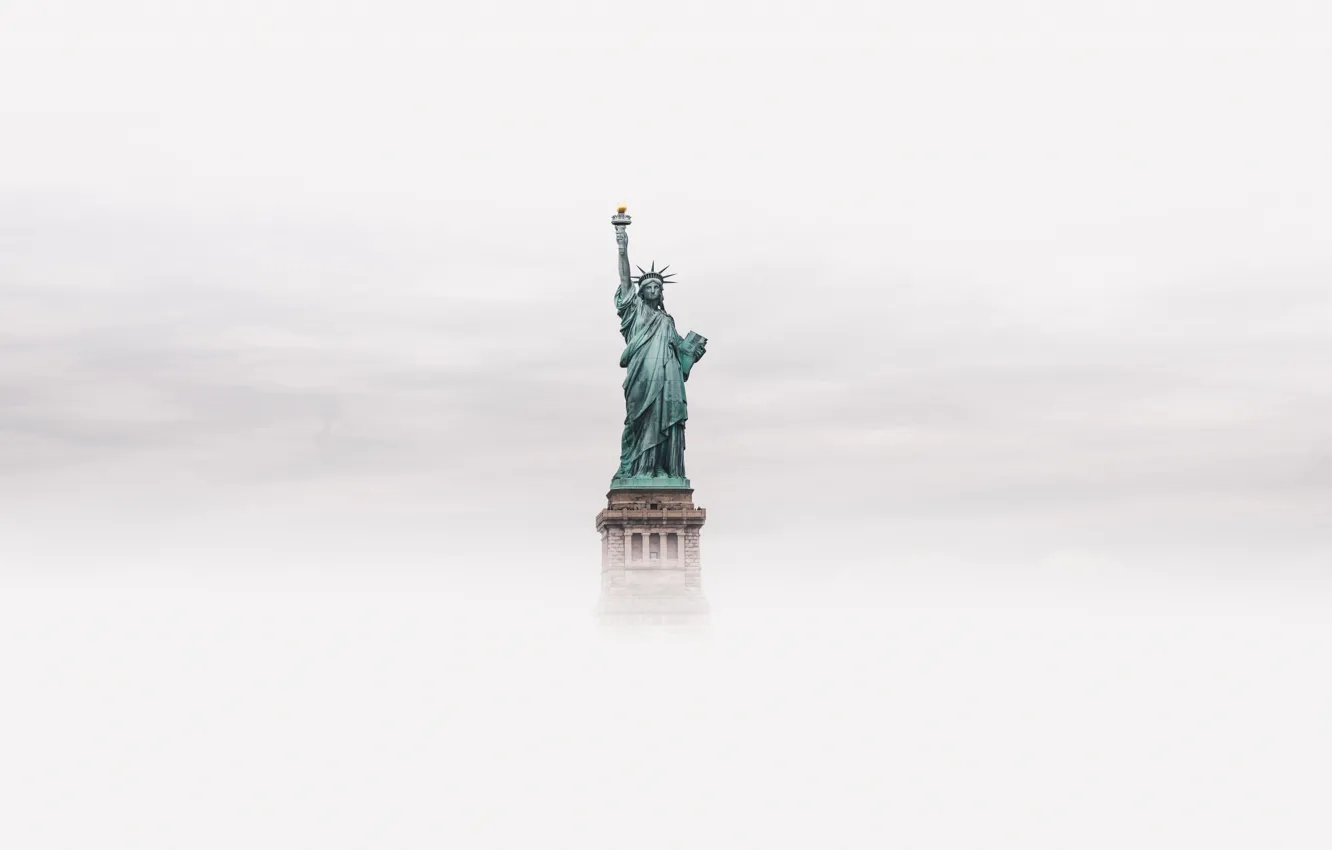 Photo wallpaper fog, New York, USA, the statue of liberty