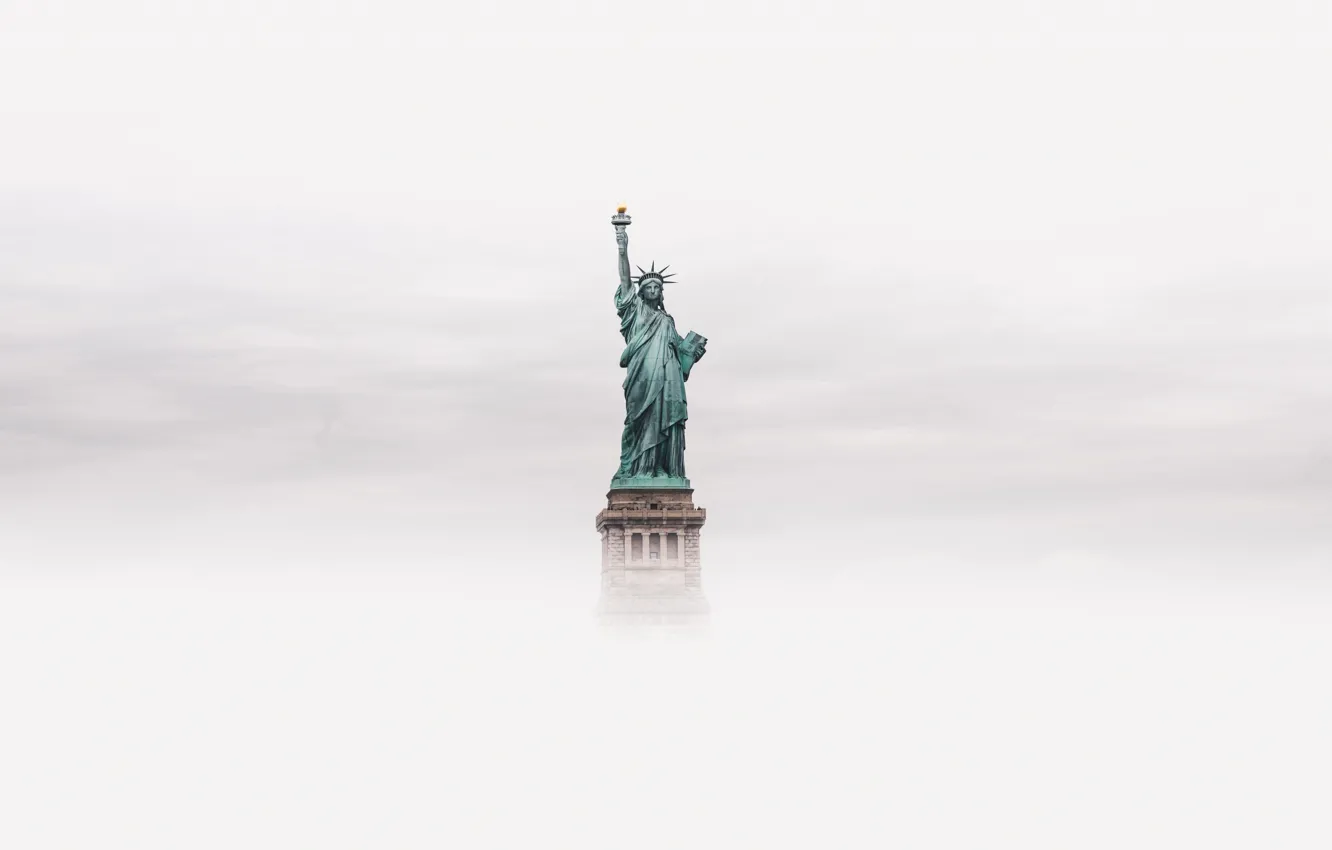 Photo wallpaper fog, New York, USA, The Statue Of Liberty