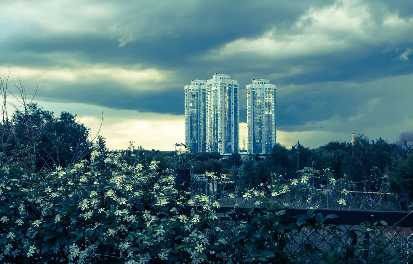 Photo wallpaper the sky, clouds, overcast, building, home, Russia, architecture, Stan