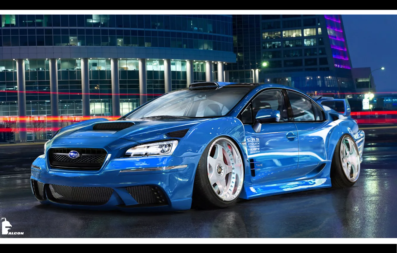 Photo wallpaper race, WRX, subaru, blue, Subaru Impreza, virtual tuning