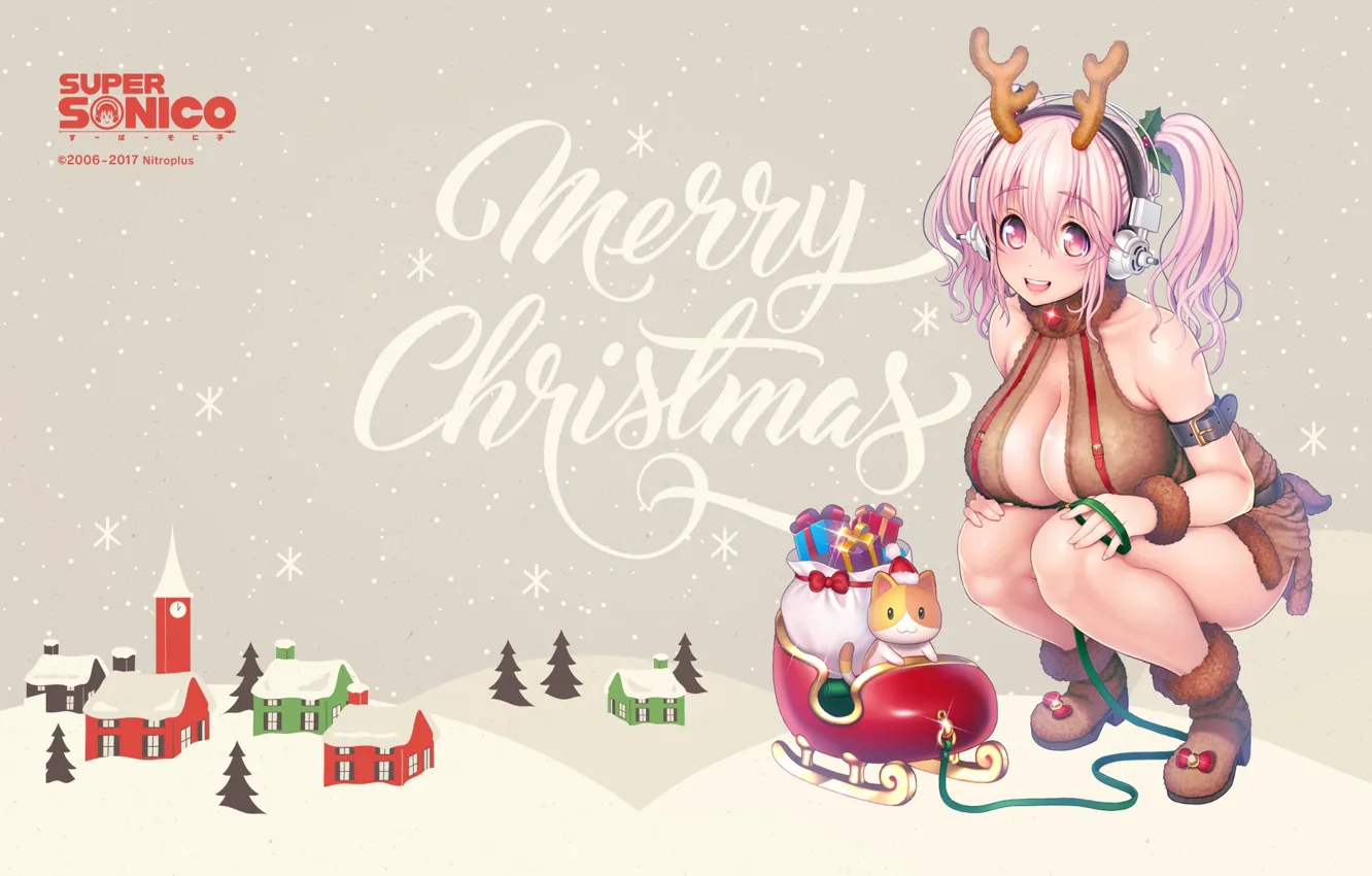 Photo wallpaper art, Christmas, girl, sonic, Super Sonic