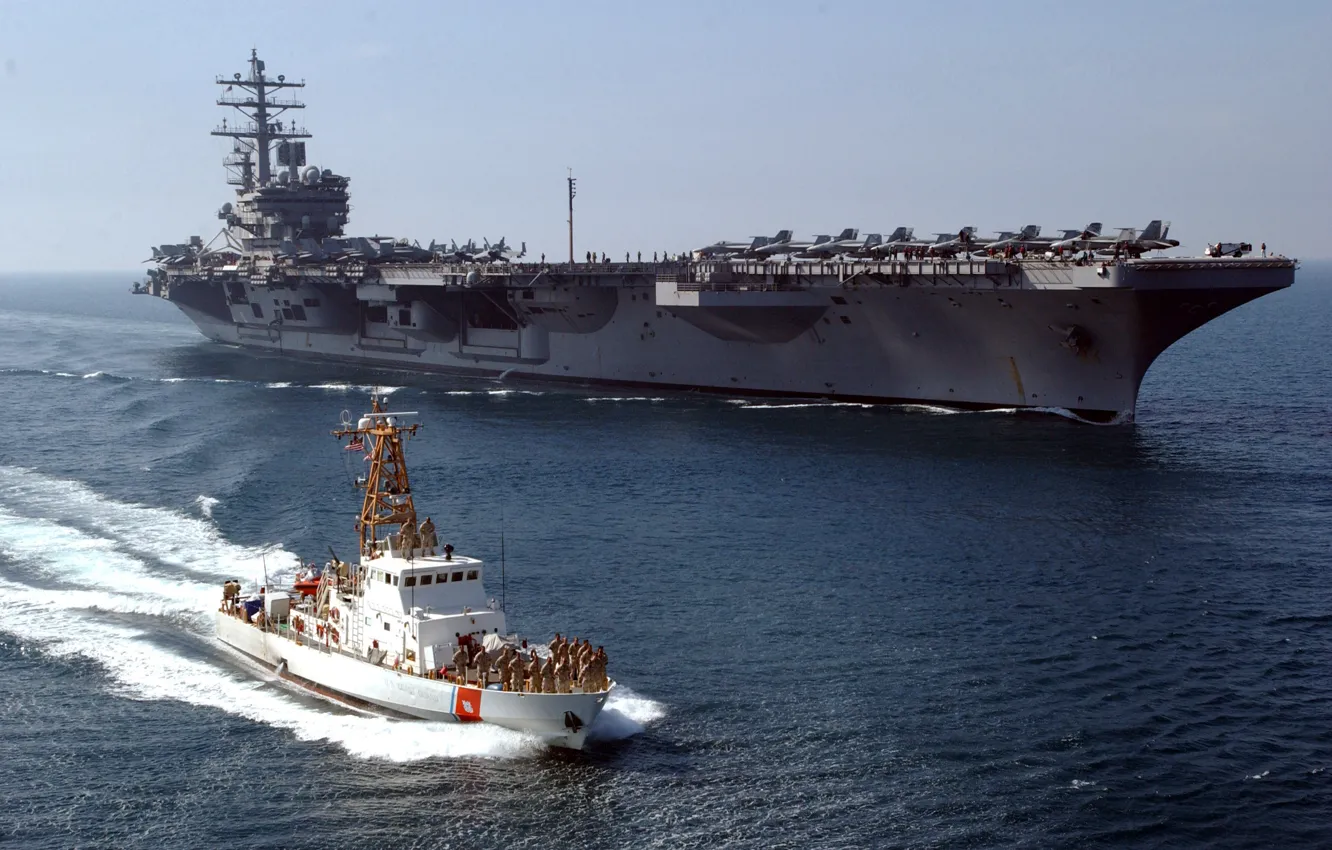 Photo wallpaper The carrier, USS Ronald Reagan, US NAVY, US Coast Guard, CVN 76