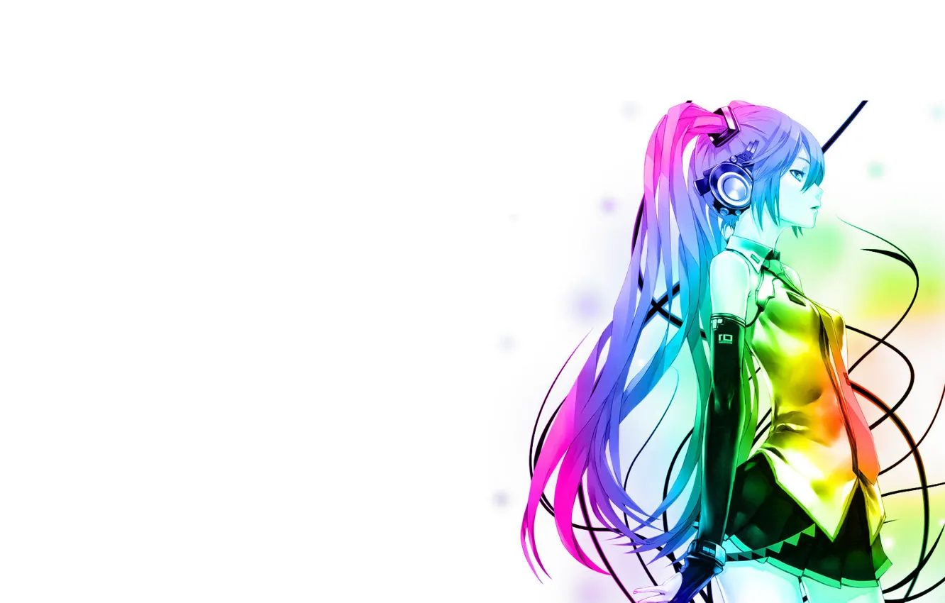 Photo wallpaper girl, anime, headphones, art, vocaloid, hatsune miku, Vocaloid