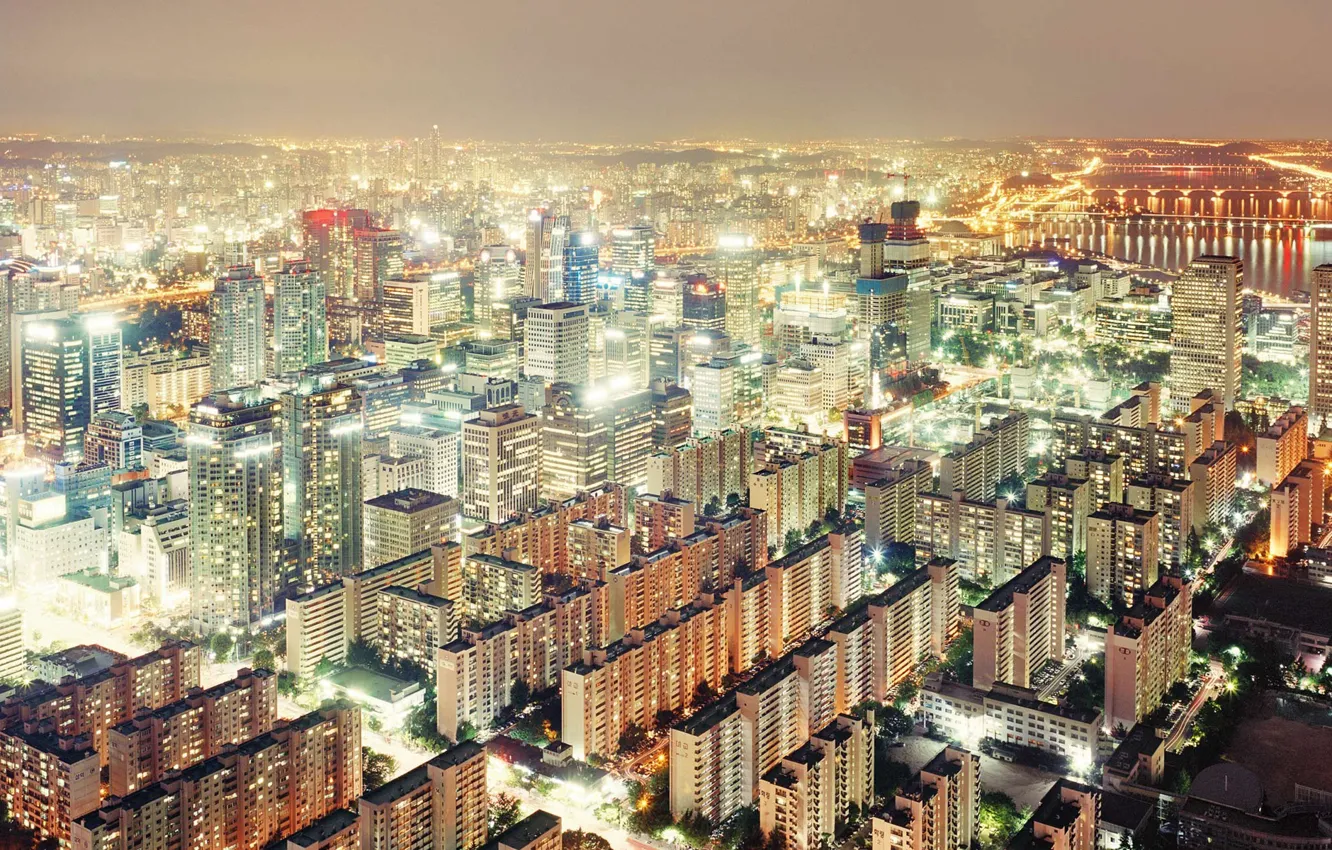 Photo wallpaper city, light, night