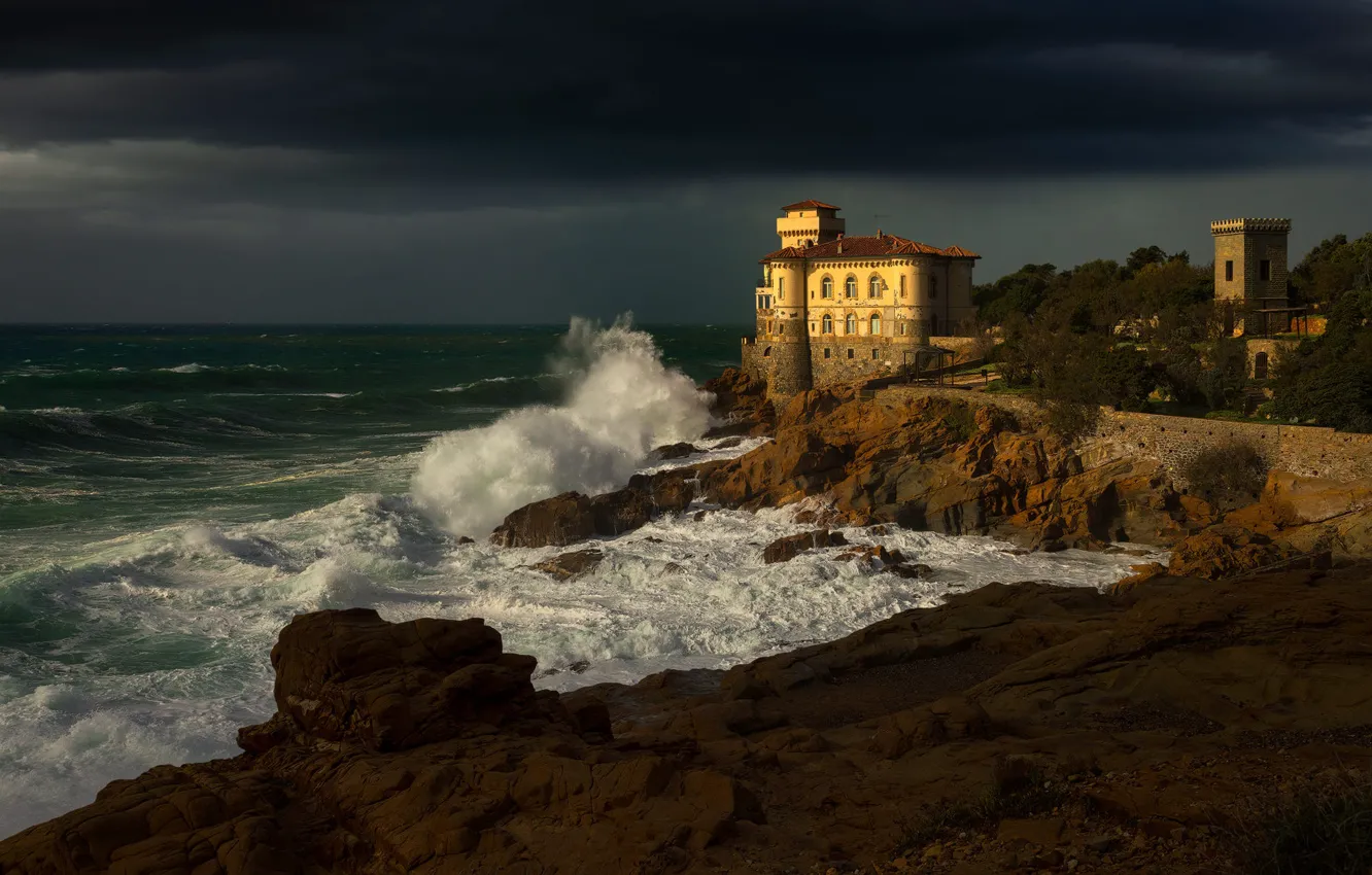 Photo wallpaper sea, castle, home, mansion