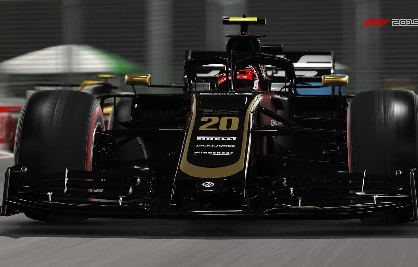 Photo wallpaper track, racing car, F1 2019, Haas VF-19