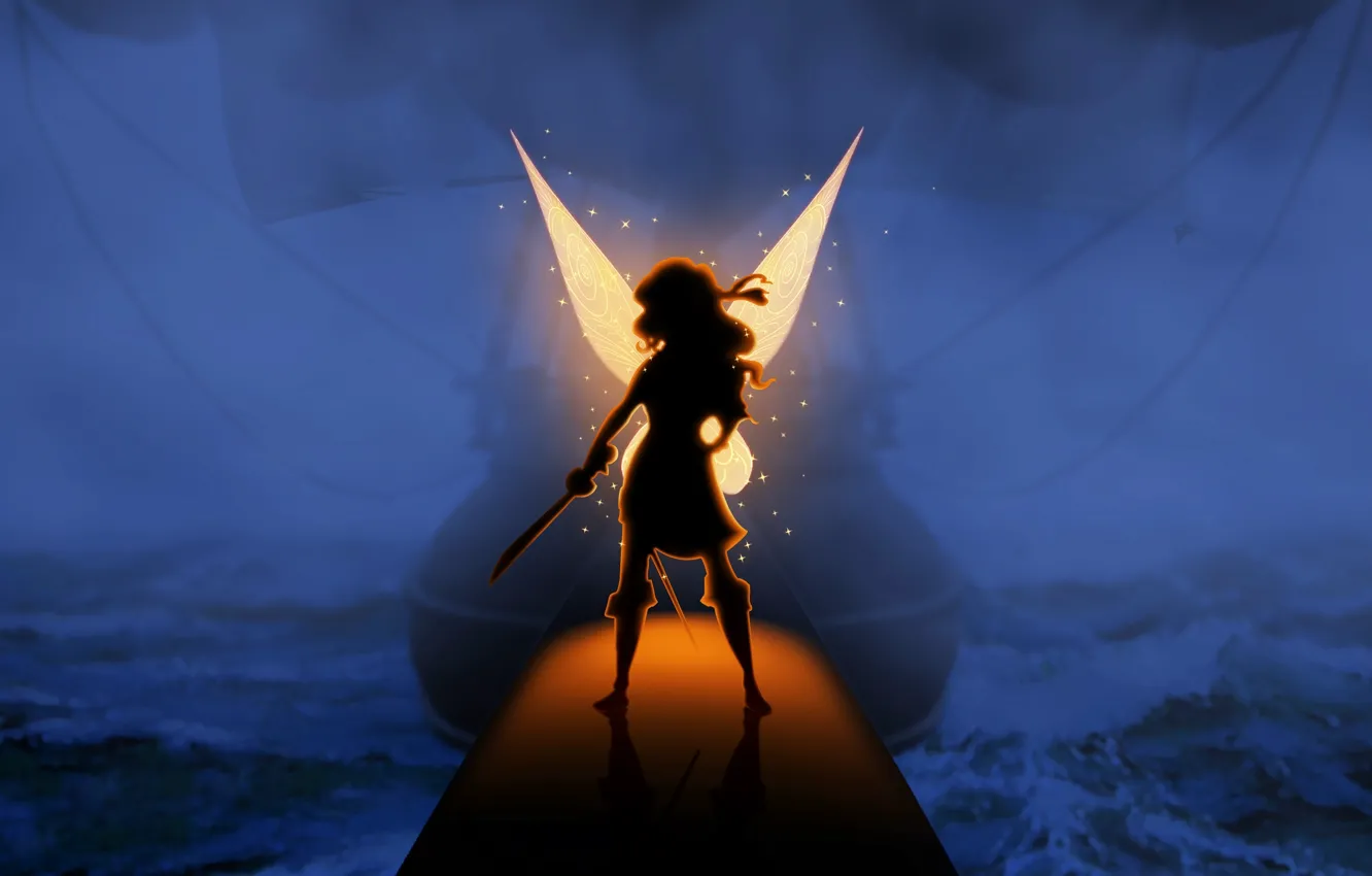 Photo wallpaper light, ship, wings, fairy, Disney, sword, Disney, The Pirate Fairy
