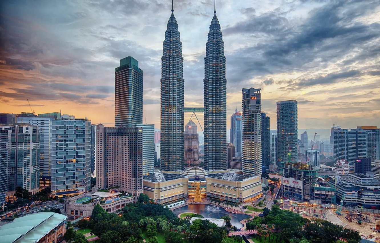 Photo wallpaper the city, dawn, morning, Malaysia, Kuala Lumpur