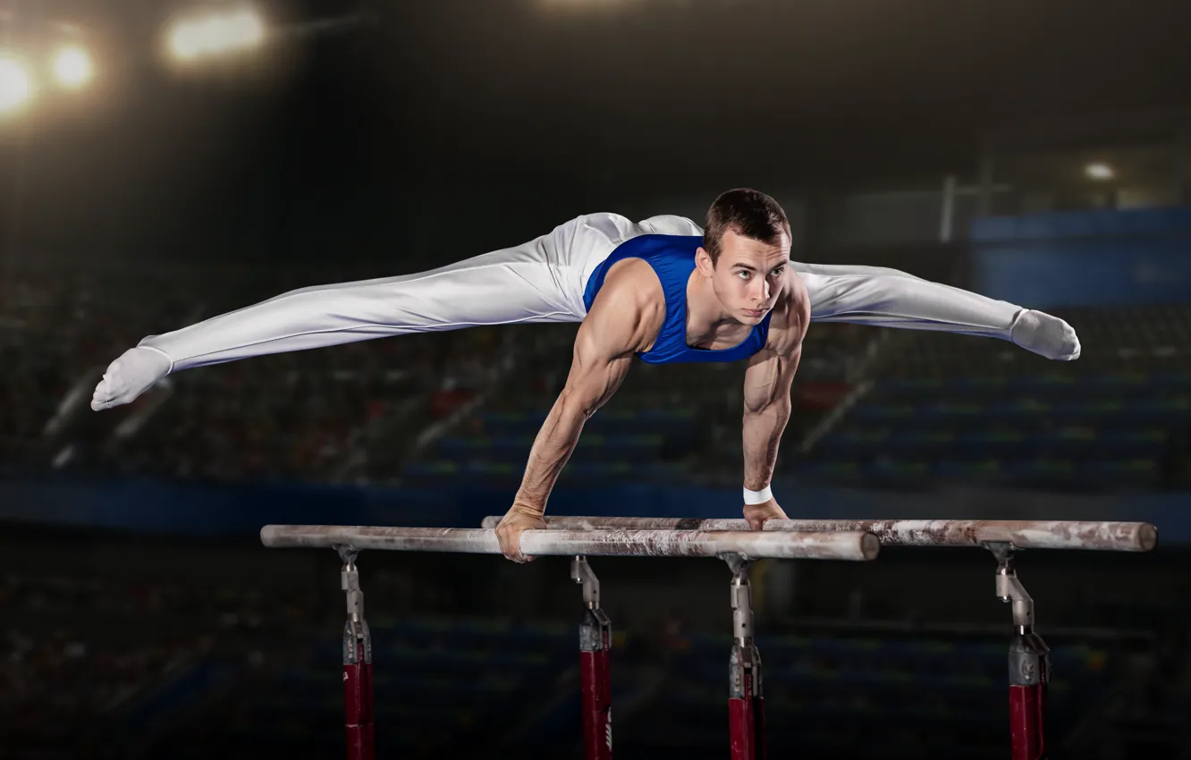 Photo wallpaper men, pose, workout, competition, gymnast