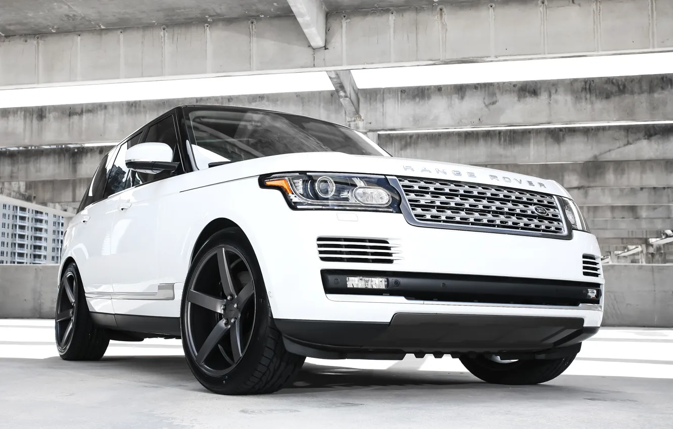 Photo wallpaper wheels, Range Rover, black, with, Vossen, roof, gloss, lowered