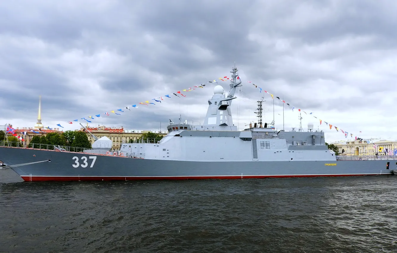 Photo wallpaper ship, Corvette, Neva, guard, Thundering