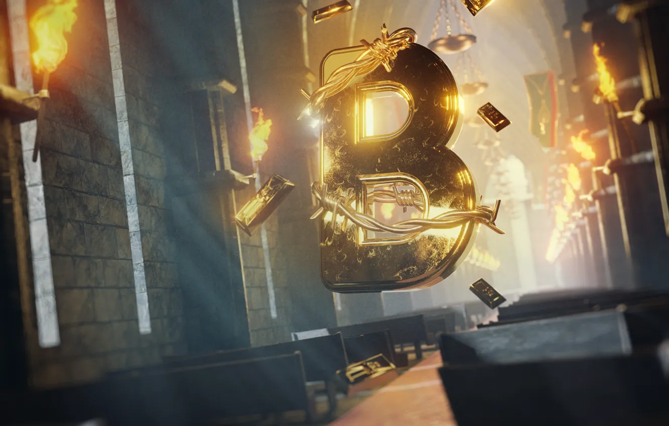 Photo wallpaper light, gold, Church, temple, light, gold, wire, church