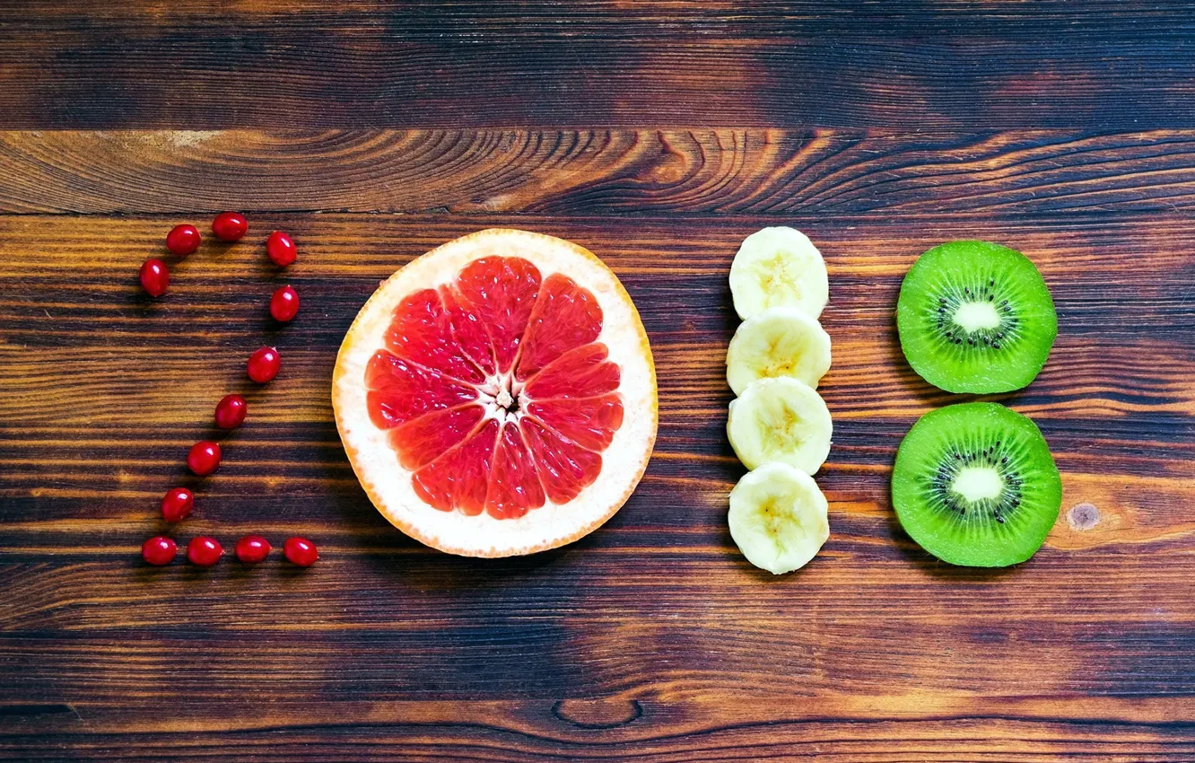 Photo wallpaper kiwi, fruit, banana, grapefruit, 2018