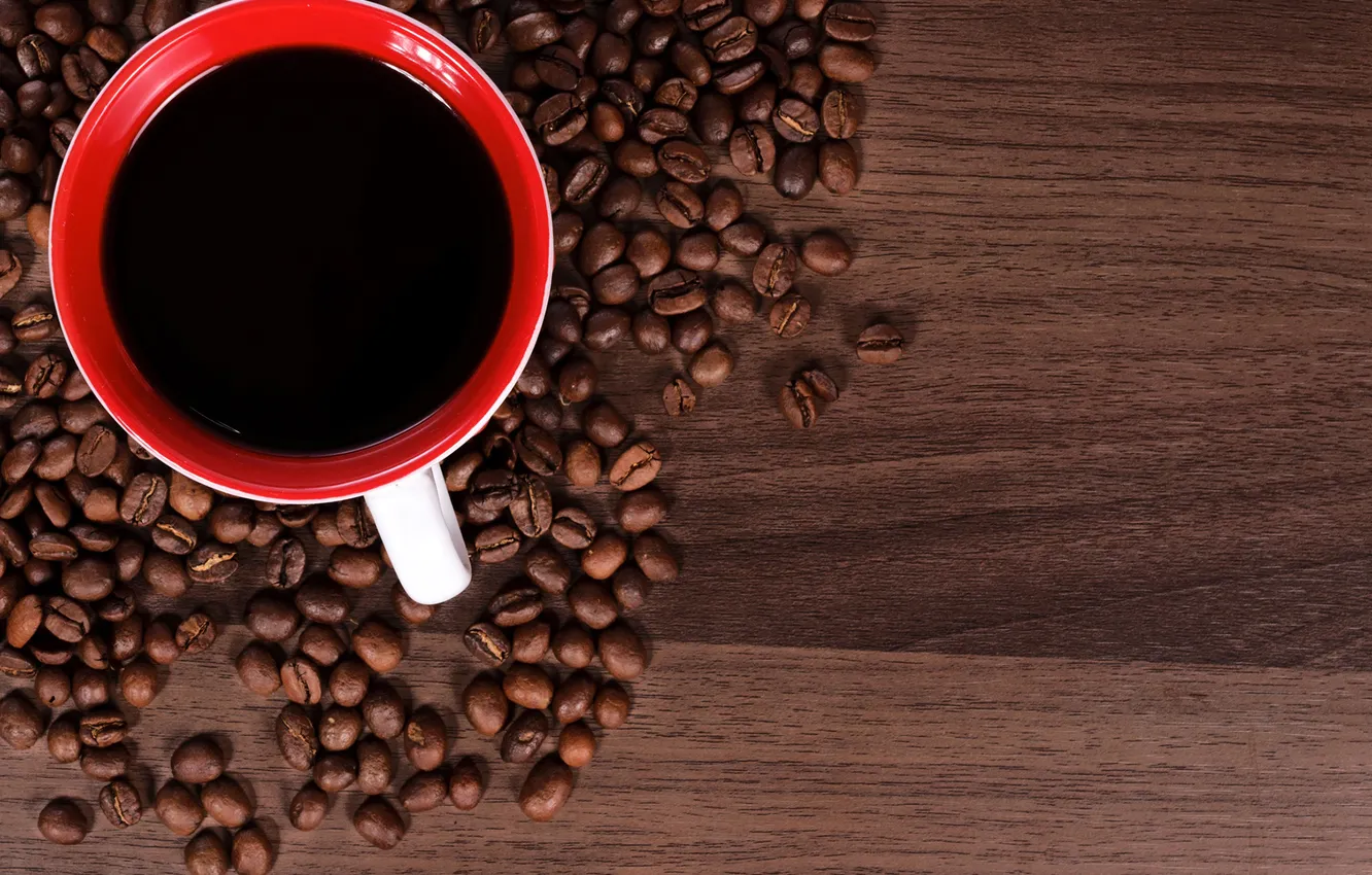 Photo wallpaper white, red, table, coffee, grain, Cup