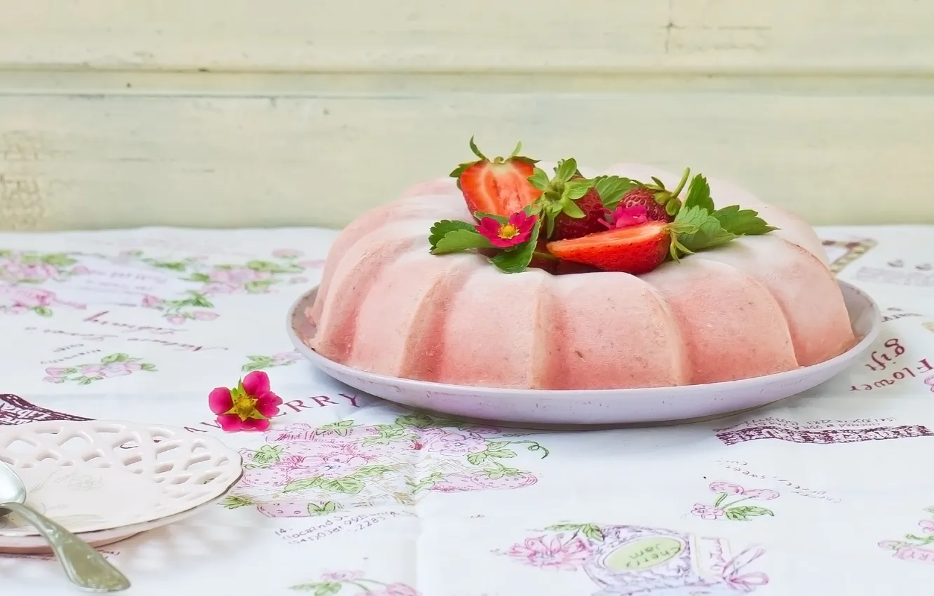 Photo wallpaper strawberry, ice cream, dessert, strawberry, dessert, ice-cream