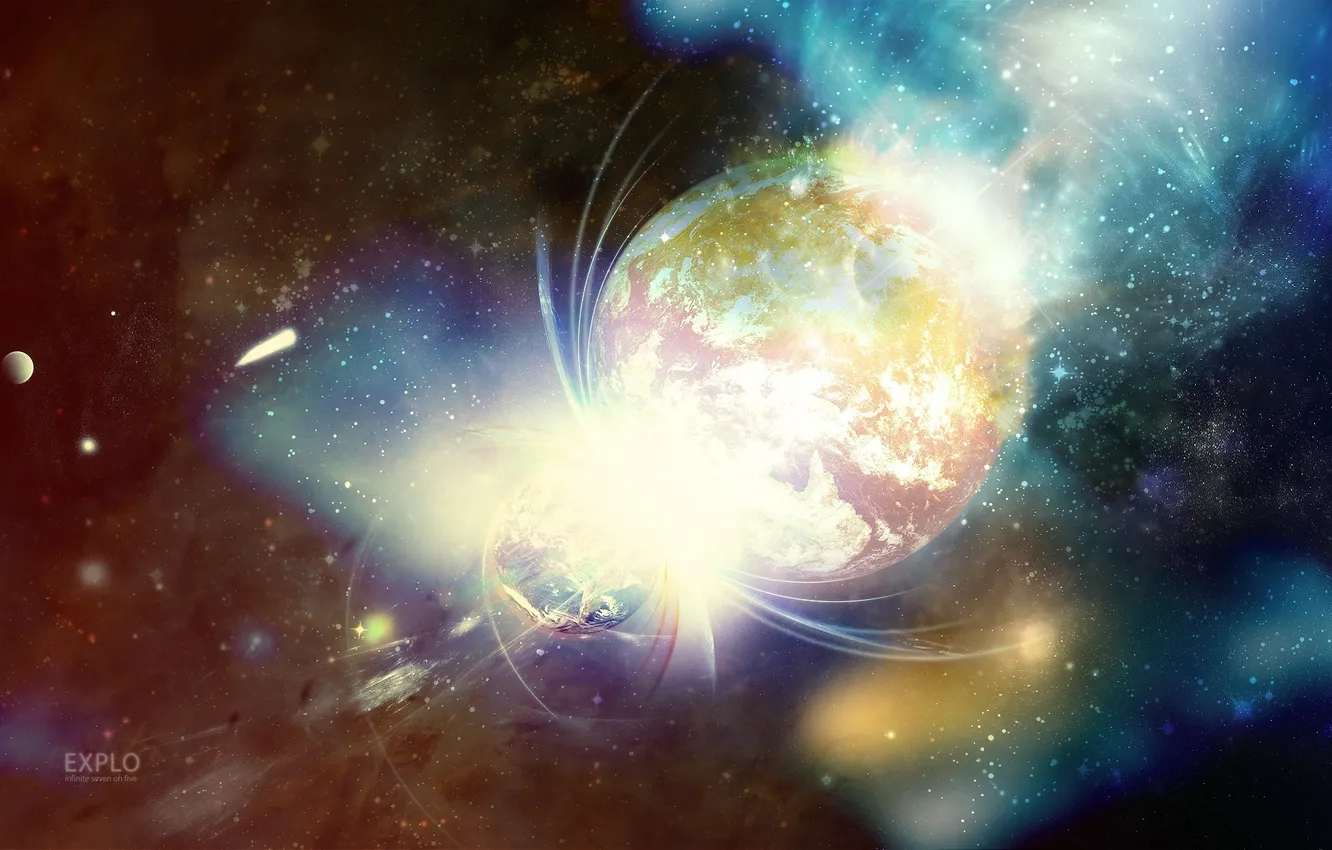 Photo wallpaper space, stars, background, Wallpaper, color, planet, flash, brightness