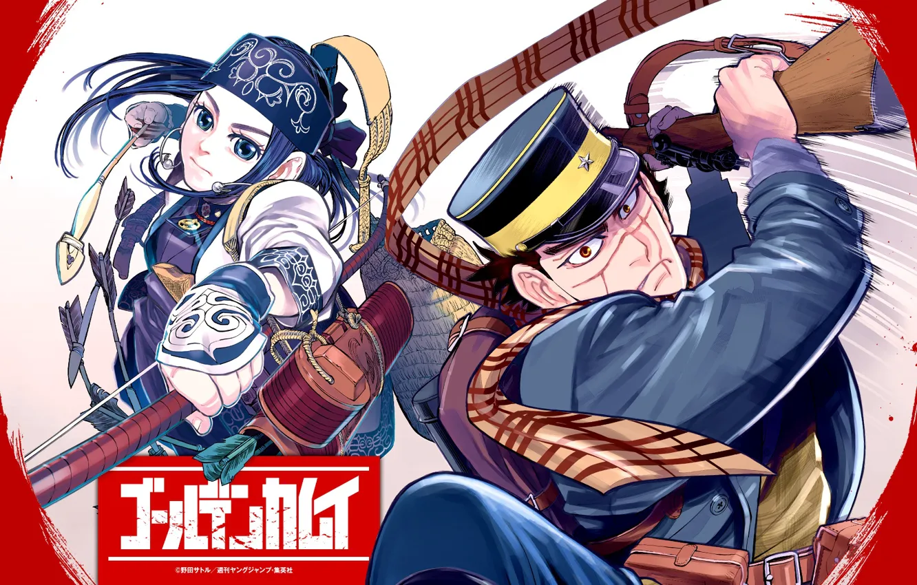 Photo wallpaper movement, art, girl, male, Golden Kamuy