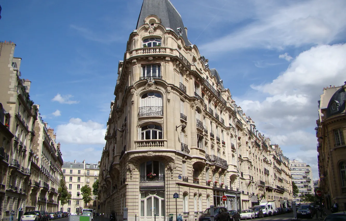 Photo wallpaper the city, street, Paris, home, fork