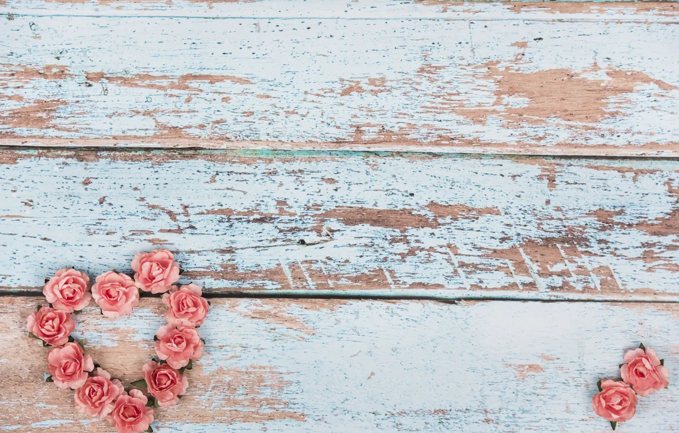 Photo wallpaper love, romance, heart, roses, love, Valentine's day, heart, wood