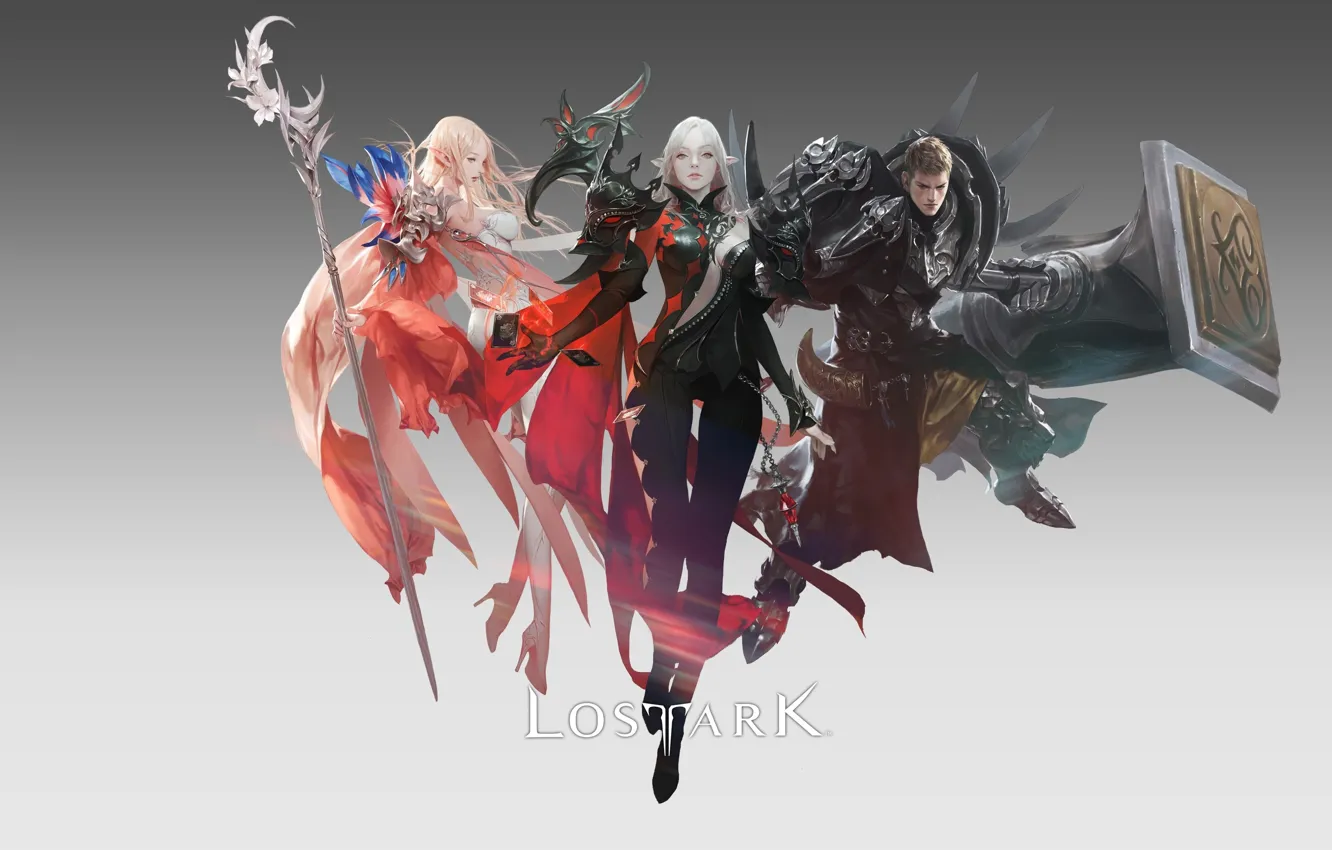 Photo wallpaper girl, elf, warrior, guy, Lost Ark