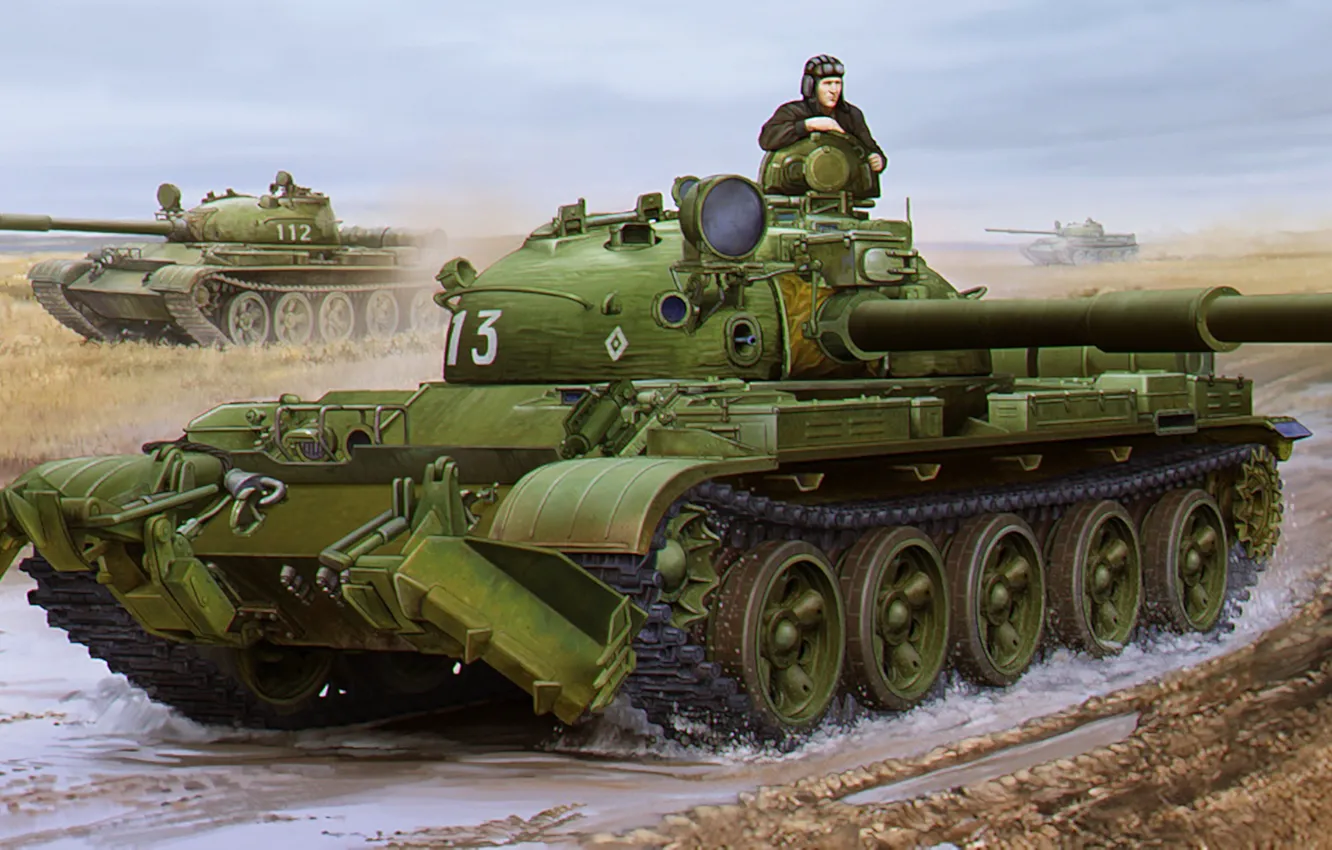 Photo wallpaper art, painting, tank, T-62 Mod1975