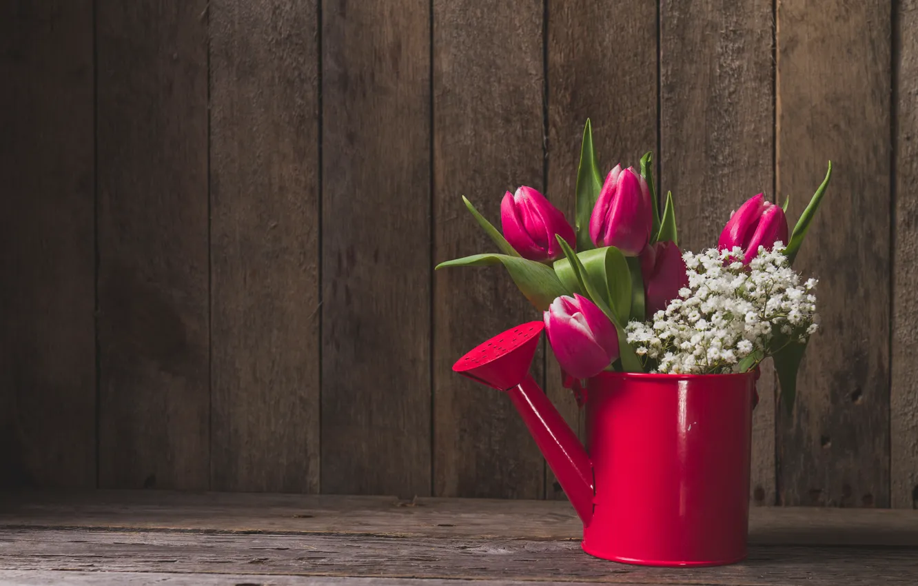 Photo wallpaper flowers, tulips, lake, Valeria Maksakova