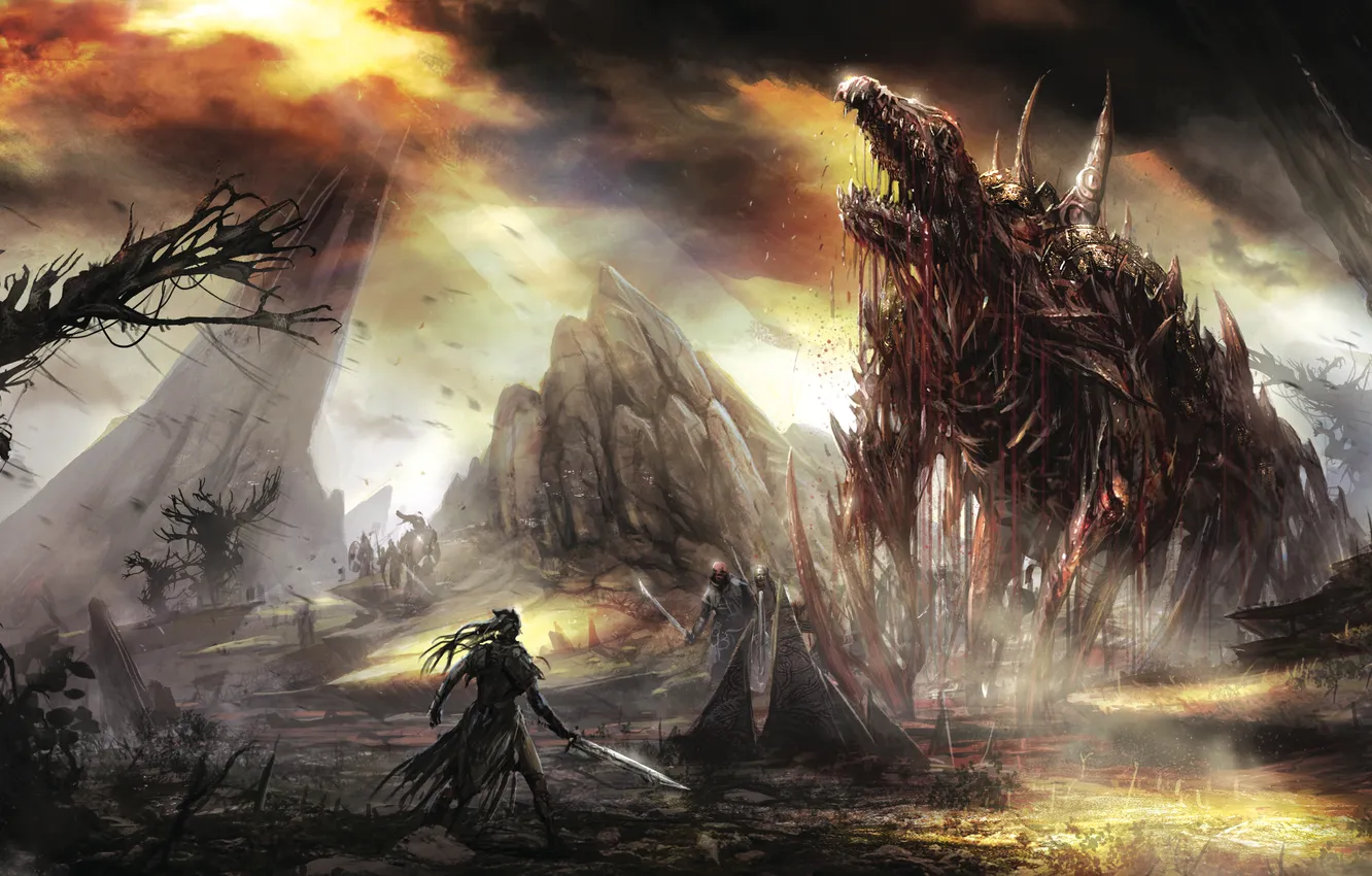 Photo wallpaper girl, monster, art, Ninja Theory, Bright blade