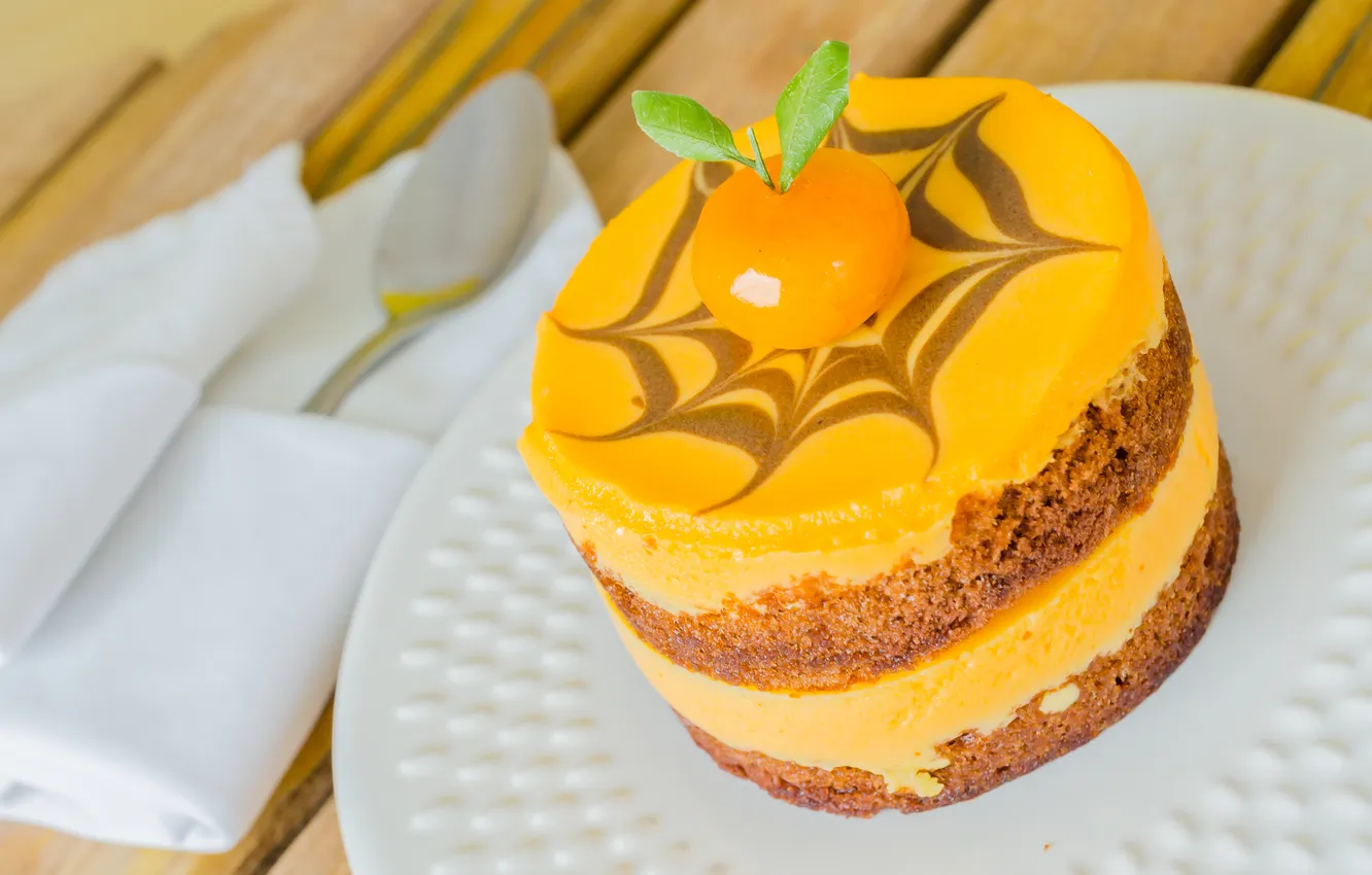 Photo wallpaper pattern, pie, leaf, fruit, cream, cakes