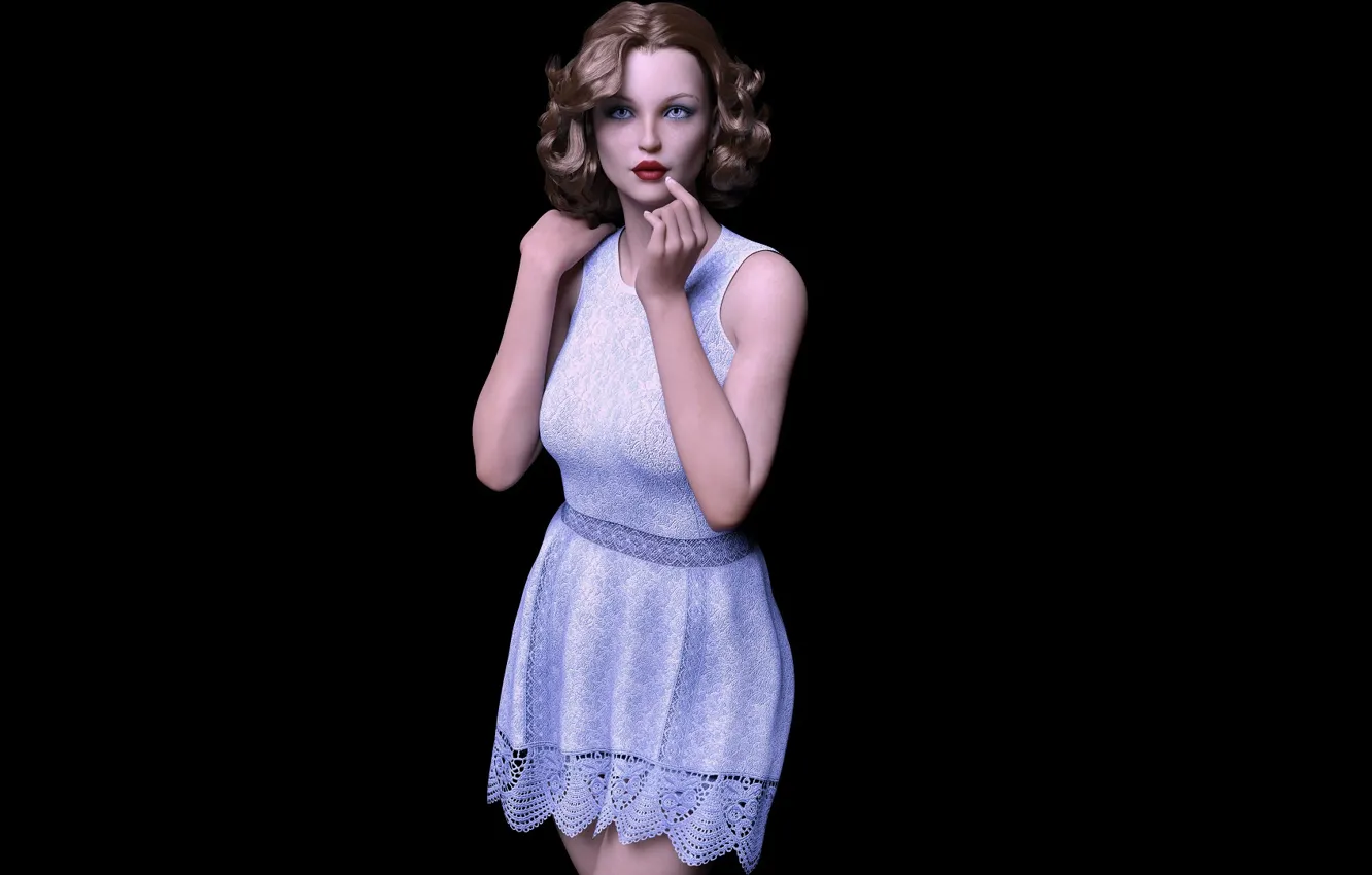 Photo wallpaper girl, makeup, Lace dress