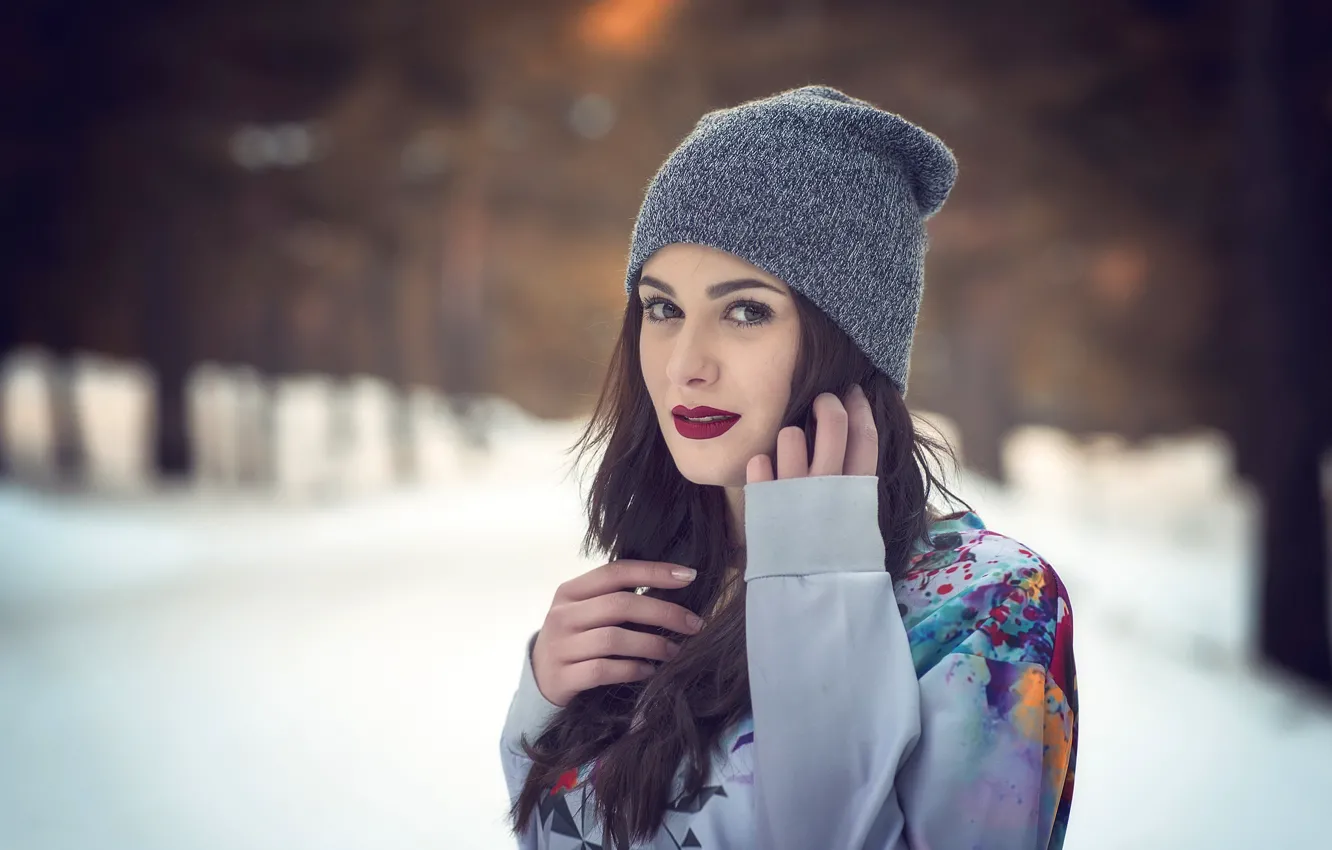 Photo wallpaper look, girl, model, cap, Claudia