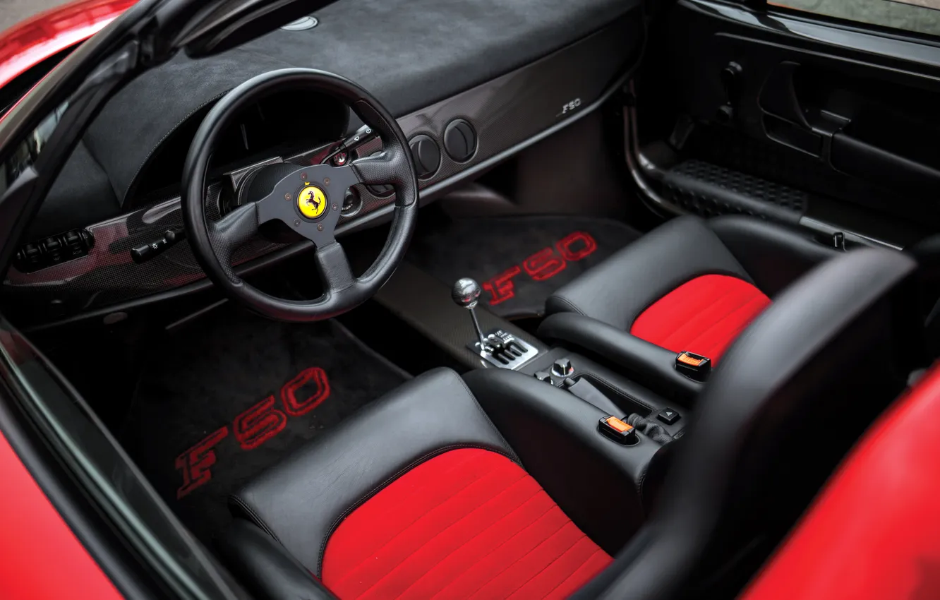 Photo wallpaper interior, Ferrari, sports car, convertible, 1995, F50, Ferrari F50