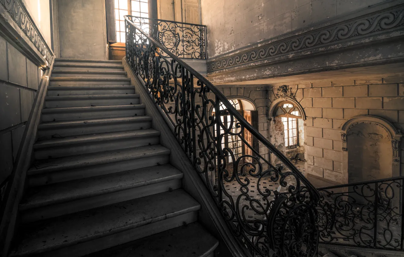 Wallpaper background, wall, ladder for mobile and desktop, section