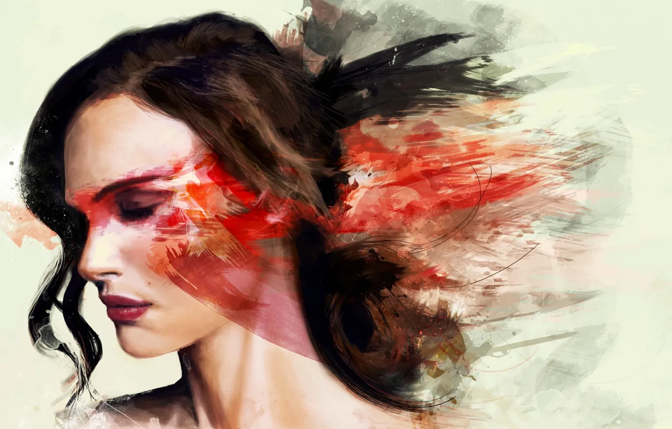 Photo wallpaper girl, paint, figure, color, Portman, rkie, Natalie