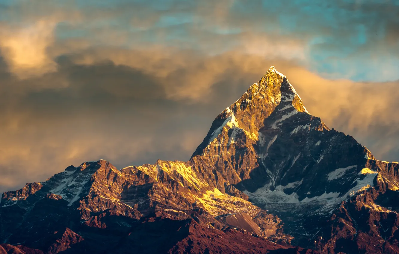 Photo wallpaper the sky, clouds, snow, mountains, clouds, nature, rocks, The Himalayas