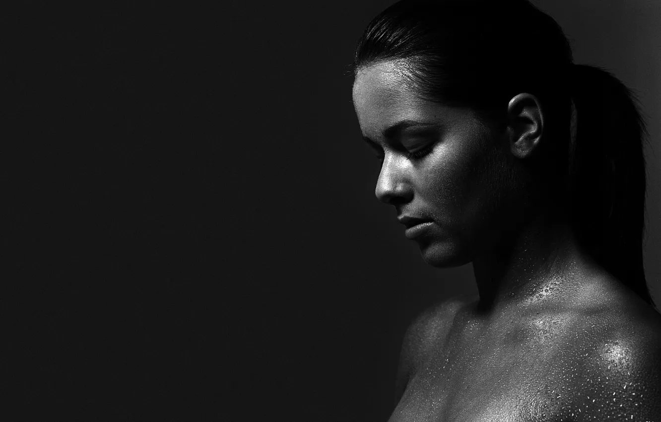 Photo wallpaper drops, b/W, tennis player, Ana Ivanovic