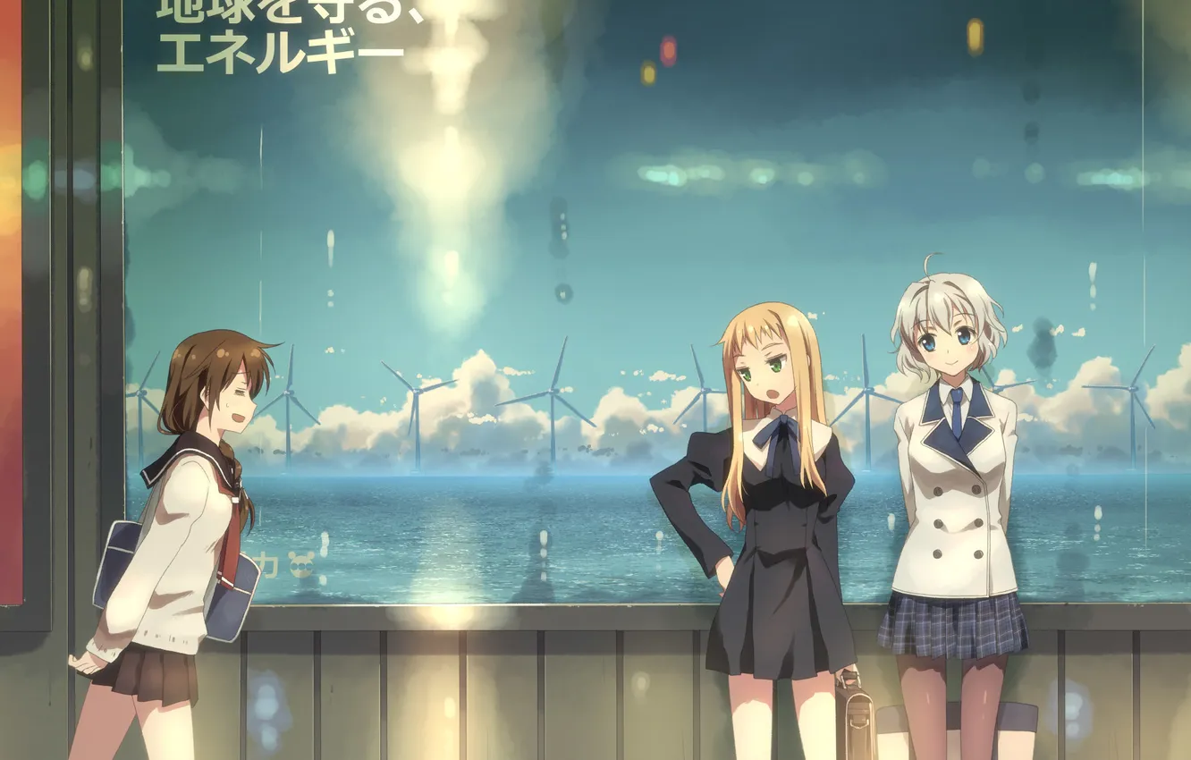 Photo wallpaper the sky, girl, clouds, anime, art, form, schoolgirl, yuuki tatsuya