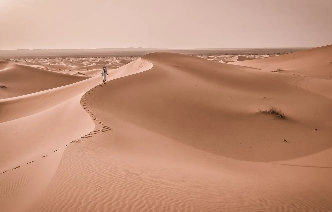 Photo wallpaper yellow, dunes, sand, Gobi, sand, dunes, people, the Gobi desert