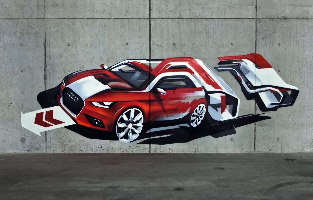 Photo wallpaper machine, wall, audi, graffiti, figure, wall, graffiti, texture